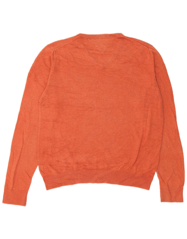 Maglione maglione con scollo a V da uomo Tommy Hilfiger piccolo cotone arancione