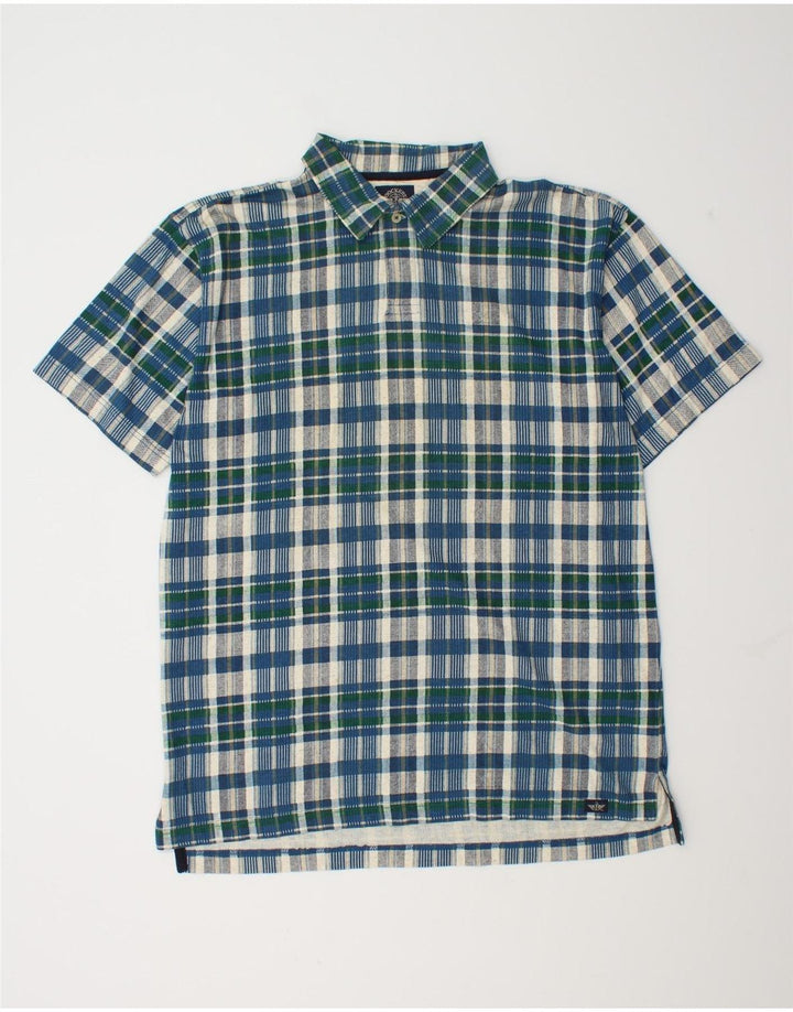 Camicia pullover a maniche corte da uomo Dockers in cotone a quadri blu medio
