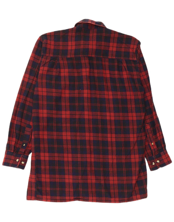 Camicia in flanella da uomo VINTAGE Comfort Fit, cotone a quadri bordeaux medio