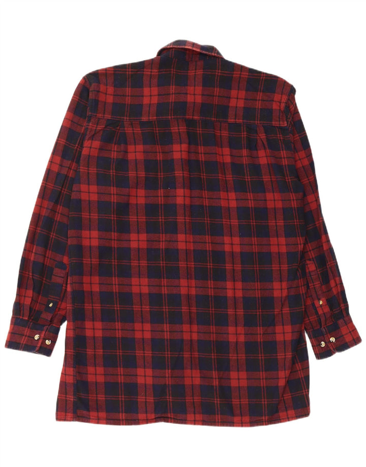 Camicia in flanella da uomo VINTAGE Comfort Fit, cotone a quadri bordeaux medio