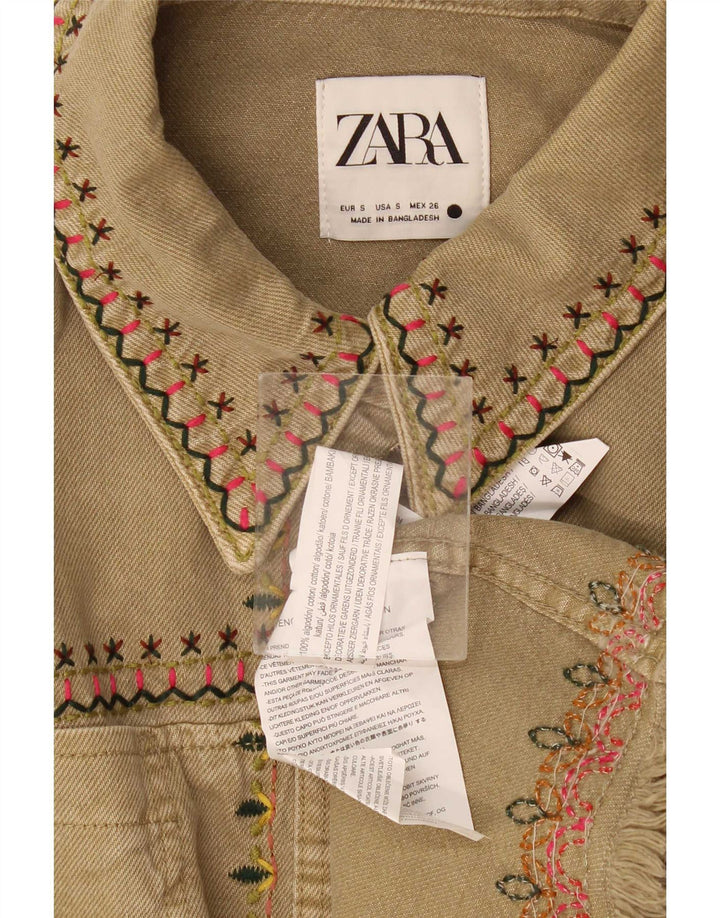 Giubbotto bomber oversize da donna Zara UK 10 piccolo cotone geometrico beige