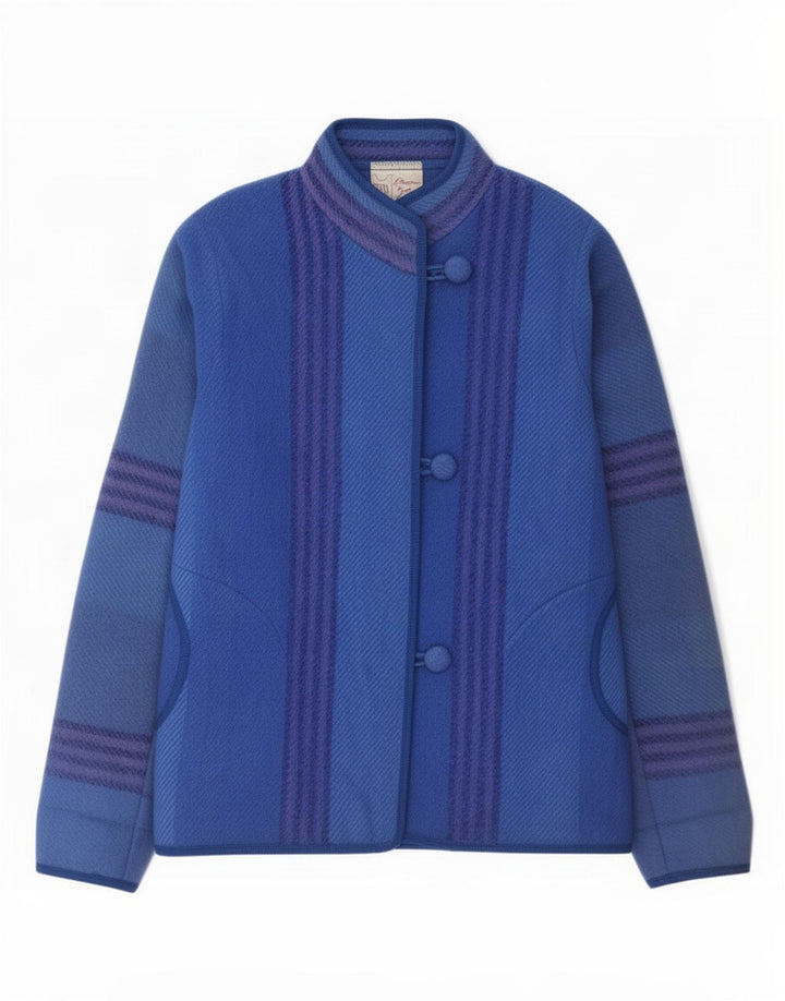 Giubbotto bomber da donna Riss Bjorke UK 14 grande lana a righe blu