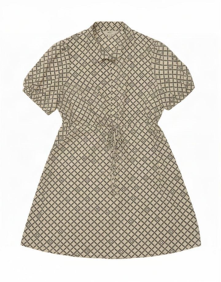 Abito a trapezio da donna Marks & Spencer UK 16 Grande poliestere geometrico bianco