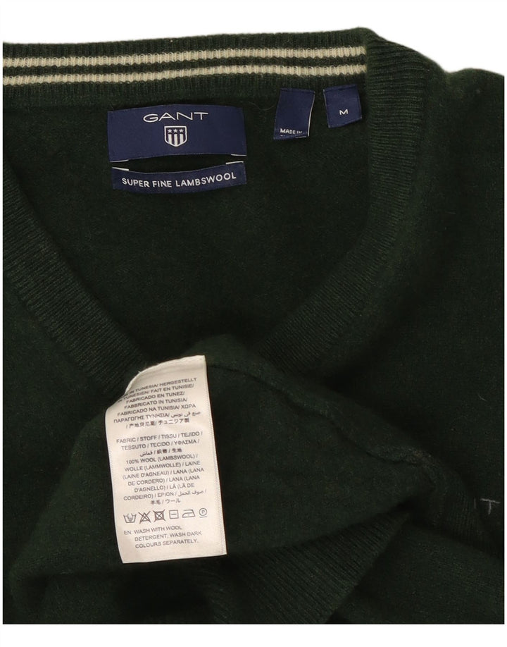 Gant Maglione da uomo con scollo a V in lana d'agnello verde medio