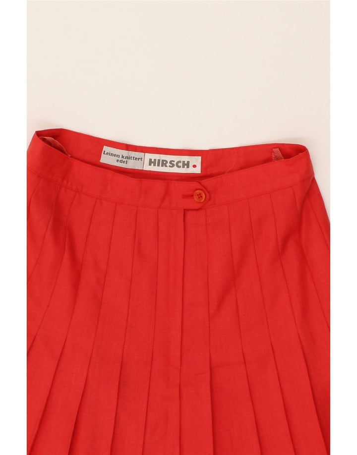 HIRSCH Womens Knife Pleated Skirt EU 38 Medium W28 Red Linen Vintage Hirsch and Second-Hand Hirsch from Messina Hembry 