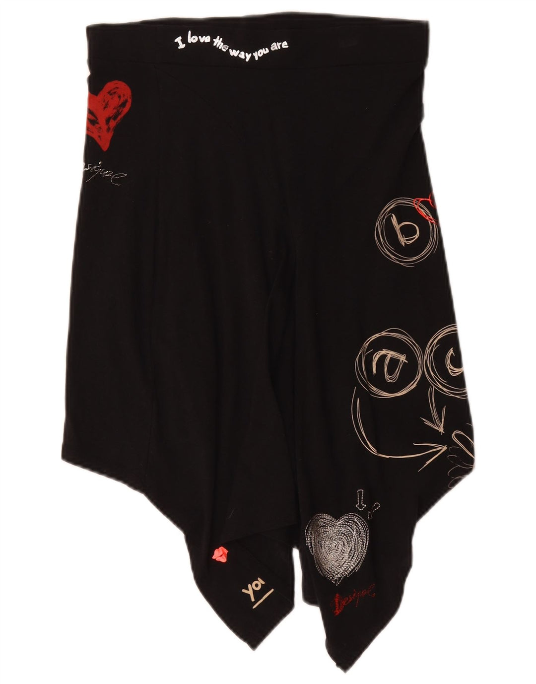 Gonna asimmetrica grafica da donna Desigual piccola W27 cotone nero