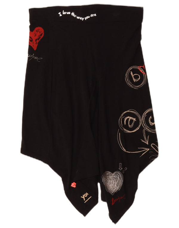 Gonna asimmetrica grafica da donna Desigual piccola W27 cotone nero
