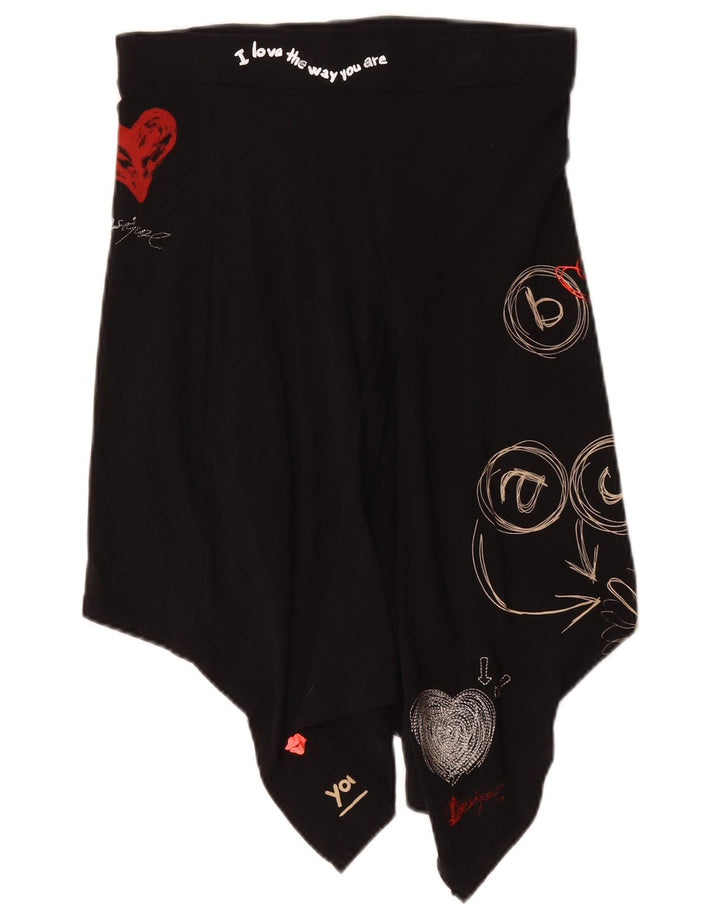 Gonna asimmetrica grafica da donna Desigual piccola W27 cotone nero