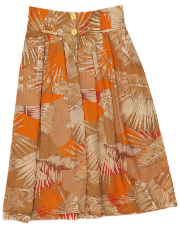 Gonna a trapezio da donna vintage IT 42 media W26 cotone floreale marrone