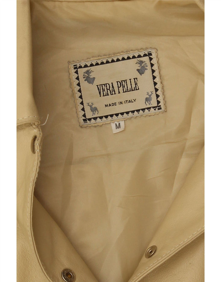 Giacca in pelle vintage da donna in pelle beige medio
