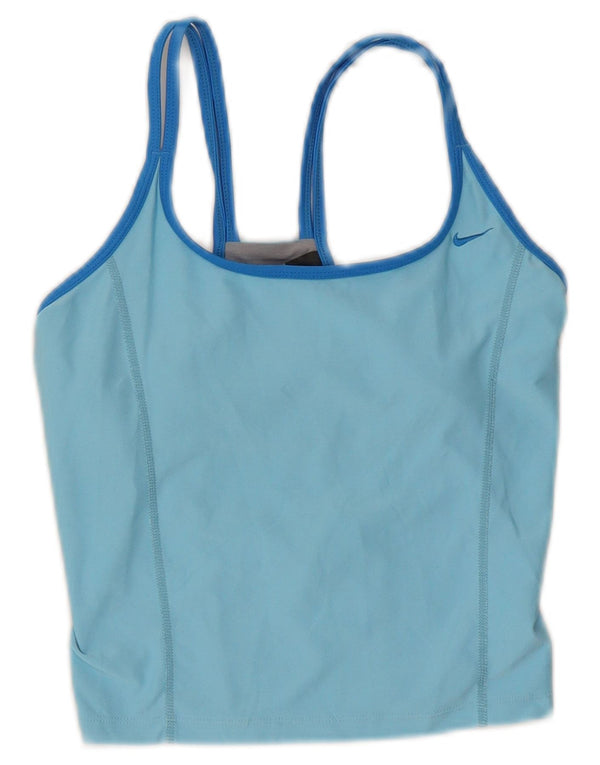 Canotta corta Nike Dri Fit da donna US 4/6 Small Blu Colourblock in poliestere