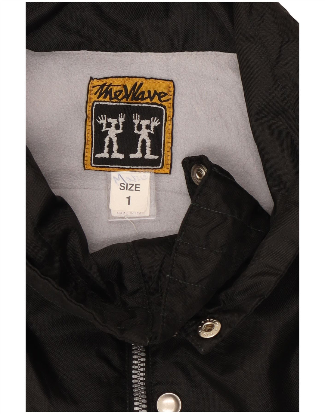 Giacca a vento grafica da uomo vintage UK 40 grande nylon nero