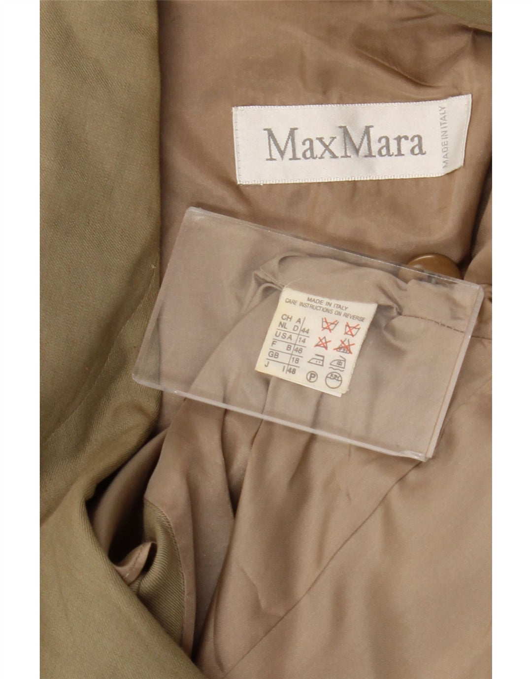 Giacca blazer a 1 bottone da donna Max Mara UK 18 XL Lino kaki