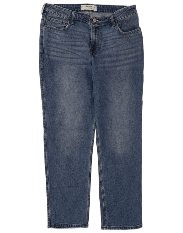 Jeans dritti a vita alta Hollister da donna US 14 Large W32 L30 Blu