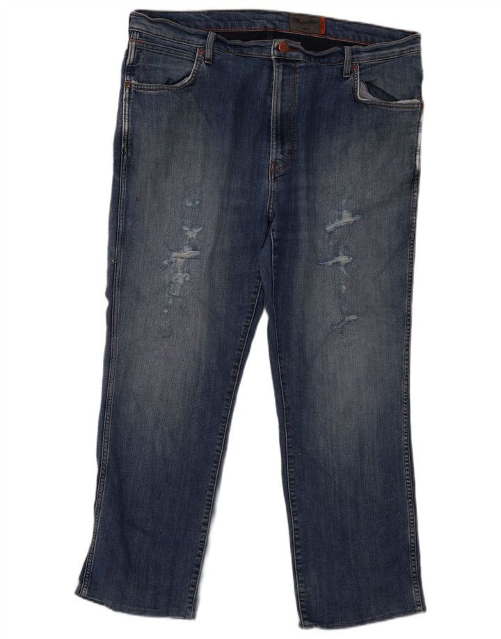 Jeans dritti invecchiati da uomo Wrangler W38 L27 Blu