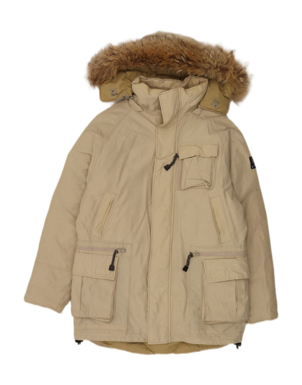 Cappotto imbottito con cappuccio da uomo Woolrich UK 36 piccolo beige