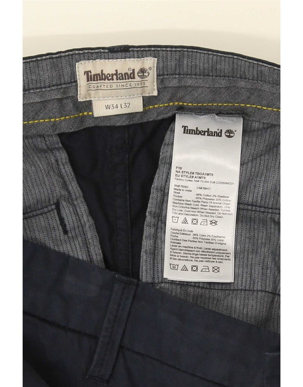 Pantaloni chino dritti da uomo Timberland taglia 34 W34 L26 cotone blu navy