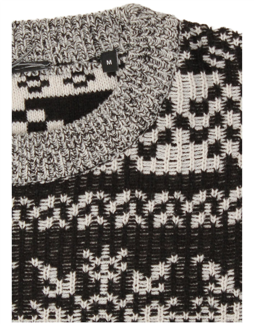 Maglione maglione girocollo da uomo vintage grigio medio Fair Isle