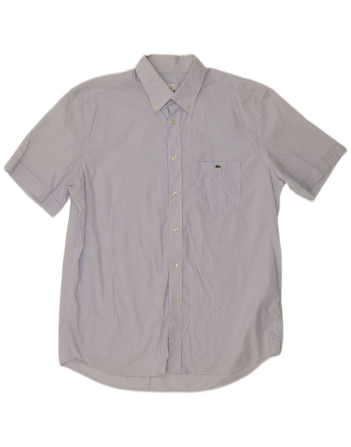 Camicia a maniche corte da uomo Lacoste taglia 43 grande in cotone blu