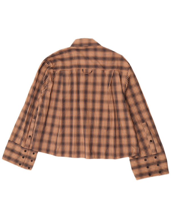 Camicia oversize da donna Zara UK 10 piccolo cotone a quadri marrone