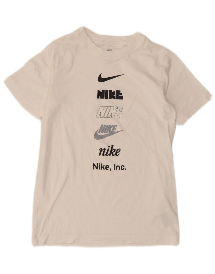 T-shirt grafica da ragazzo Nike Top 10-11 anni cotone bianco medio