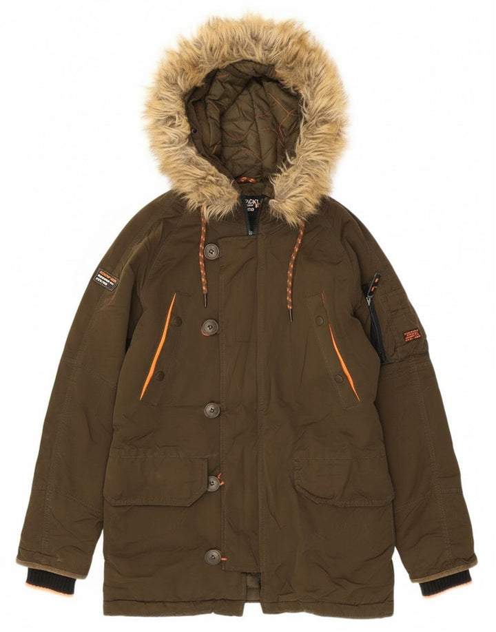 Giacca parka oversize con cappuccio da donna Superdry UK 6 XS poliestere kaki