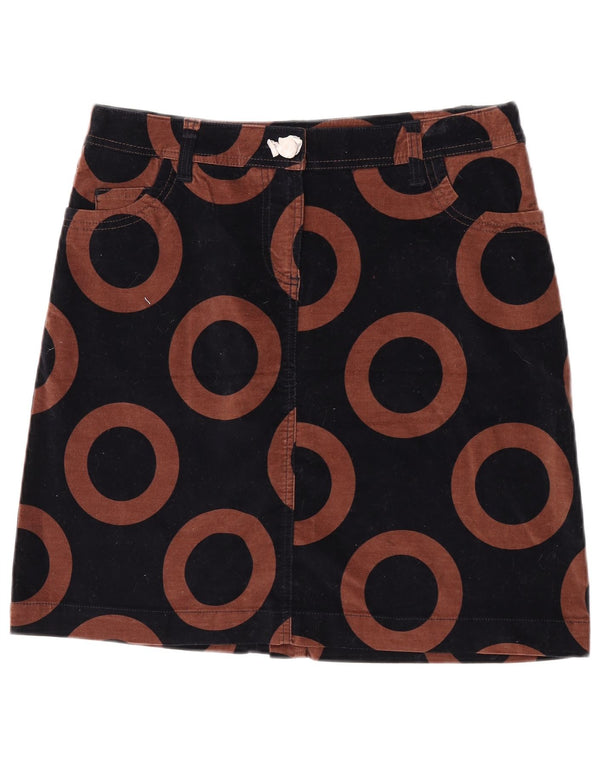 Gonna a trapezio in velluto da donna Boden UK 14 grande W32 cotone geometrico nero