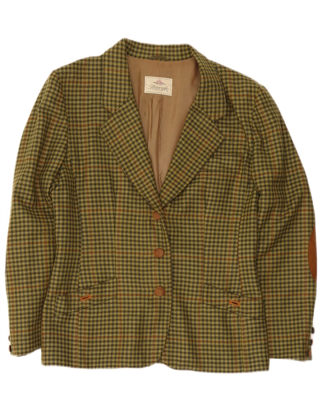 Giacca blazer vintage da uomo a 3 bottoni IT 44 pied de poule verde medio