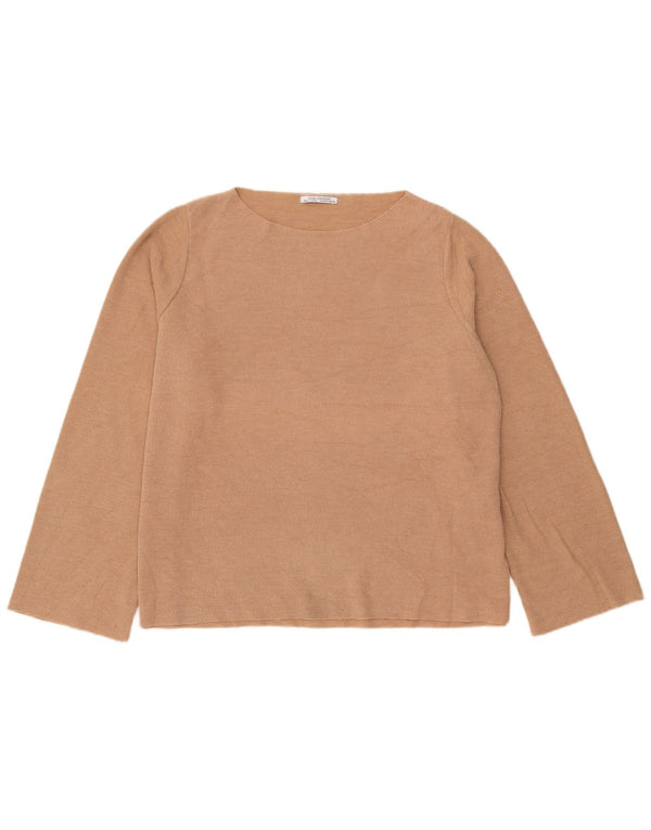 Top Zara Trafaluc da donna oversize a maniche lunghe UK 16 grande cotone beige