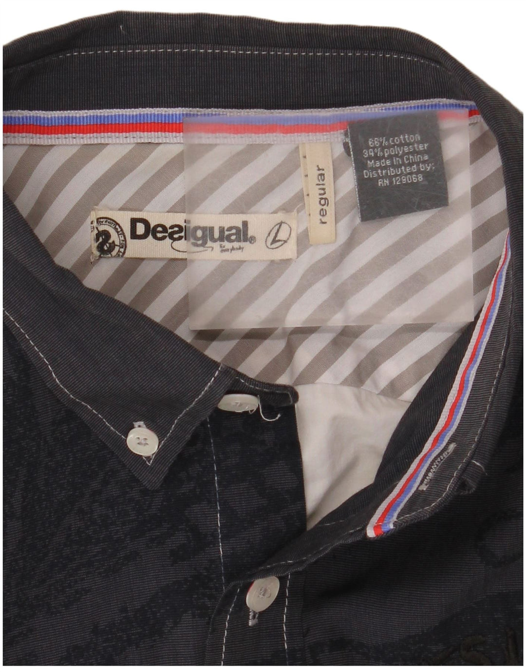 Desigual Camicia grafica da uomo grande in cotone color block multicolore