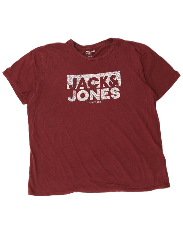 T-shirt grafica da uomo Jack & Jones Top 2XL cotone bordeaux
