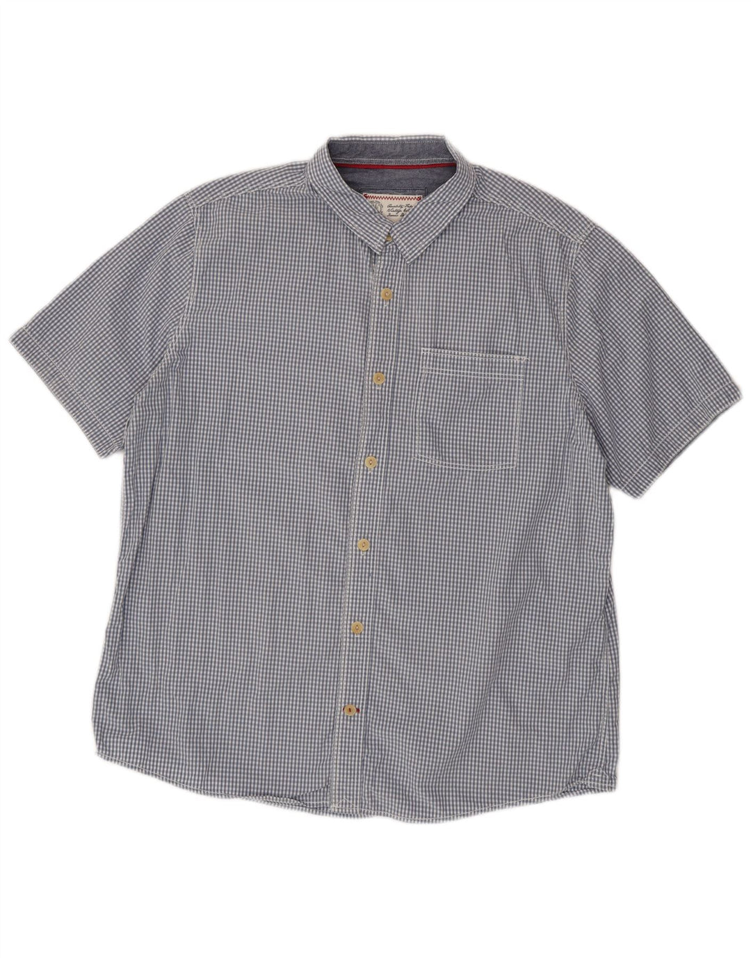Camicia a maniche corte da uomo Fat Face XL in cotone a quadretti blu