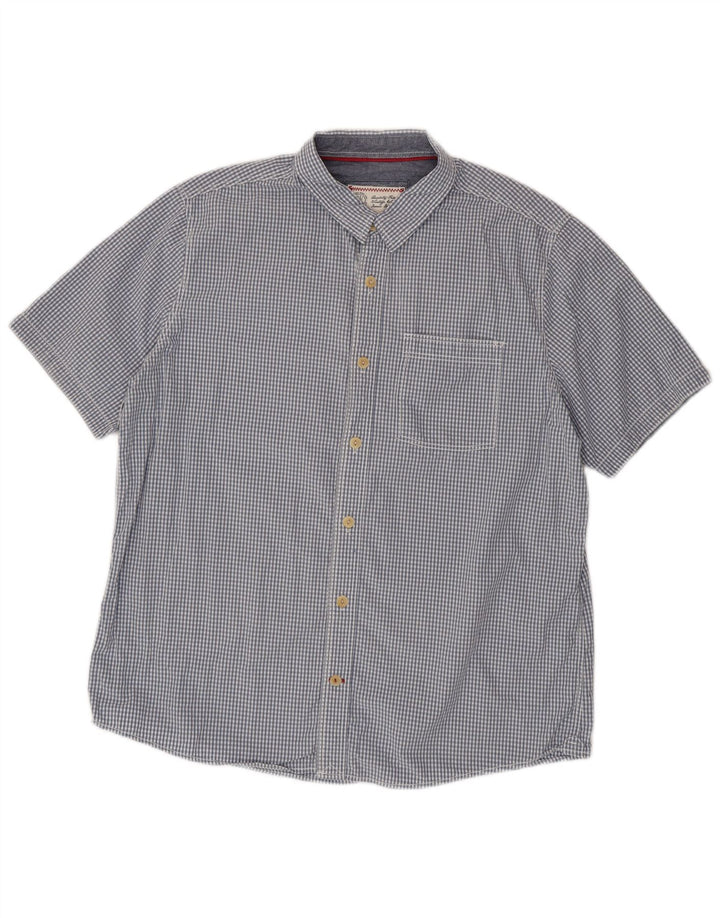 Camicia a maniche corte da uomo Fat Face XL in cotone a quadretti blu
