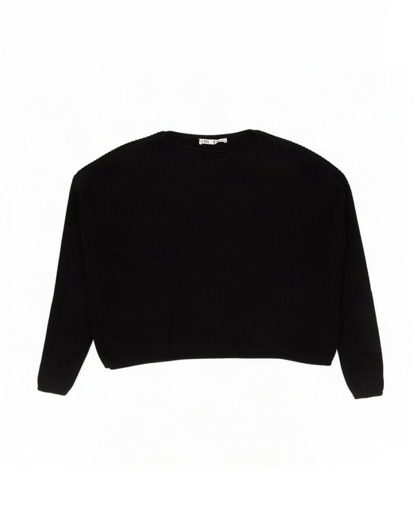 Maglione corto con scollo a barca oversize da donna Zara UK 14 medio nero