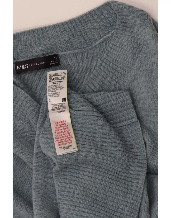 Maglione da donna con scollo a V Marks & Spencer UK 12 Acrilico blu medio