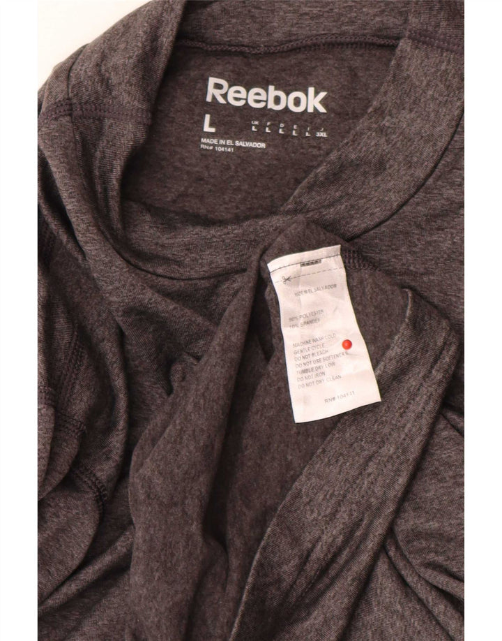 Top Reebok da uomo a manica lunga grande in poliestere grigio