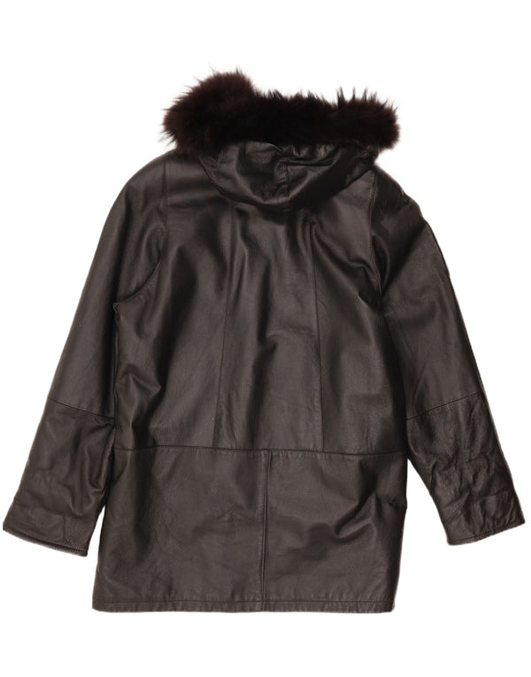 Cappotto oversize in pelle con cappuccio da donna Privilegi IT 50 XL in pelle nera