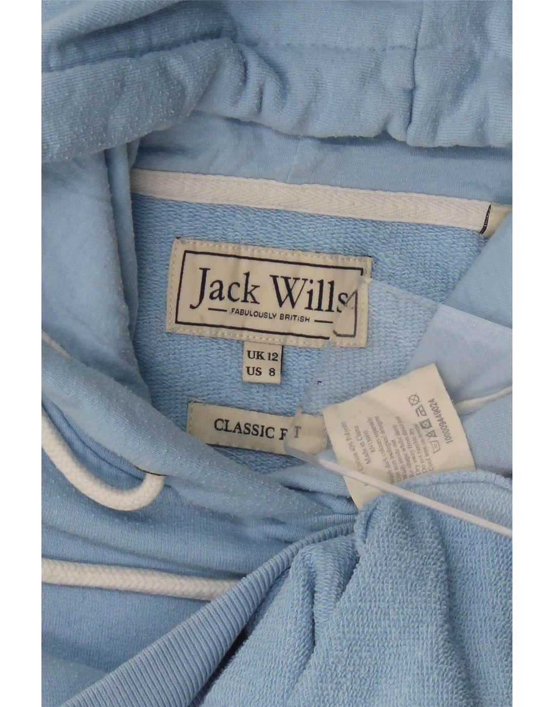 Maglione con cappuccio grafico da donna Jack Wills UK 12 Cotone blu medio