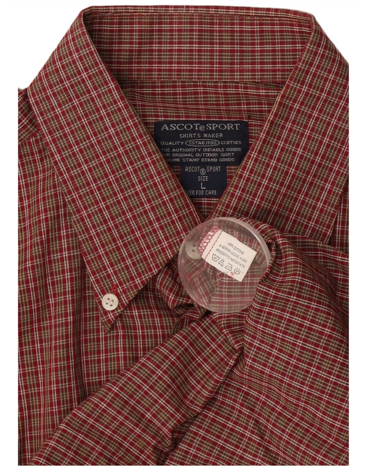 ASCOT SPORTS Camicia da uomo grande in cotone a quadretti bordeaux