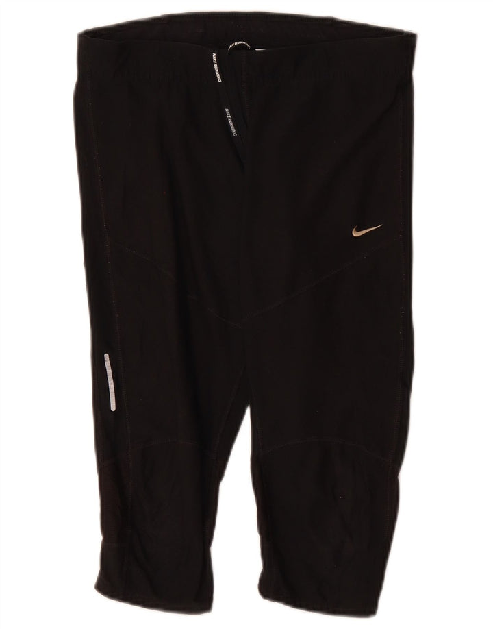 Pantaloni da tuta NIKE Dri Fit Capri da donna UK 12 medio poliestere nero