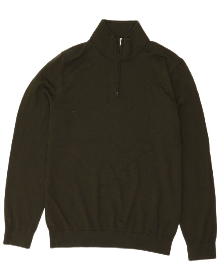 Maglione Reiss da uomo con zip e collo grande in acrilico verde
