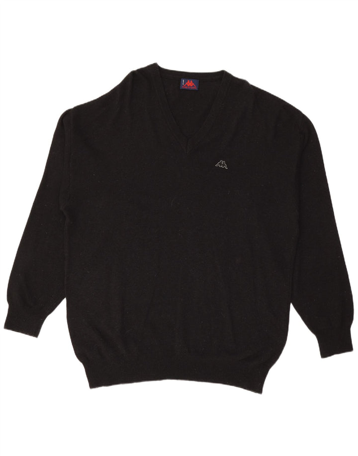 Maglione KAPPA da uomo con scollo a V XL in lana nera