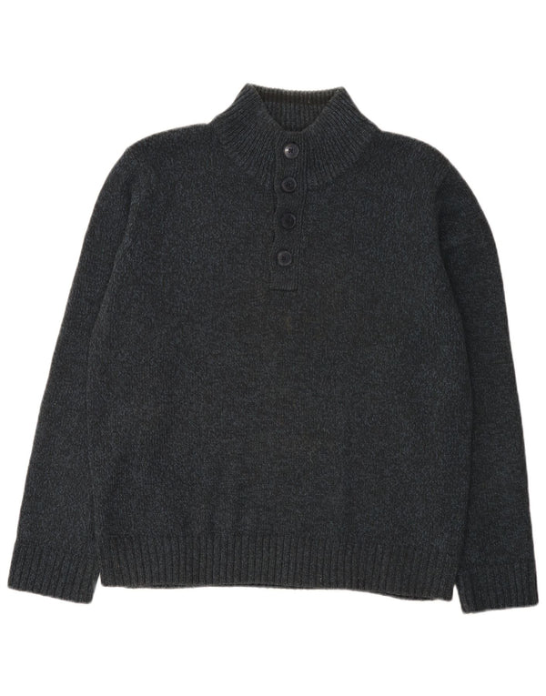 Maglione da uomo Marks & Spencer con bottoni e collo grande blu navy screziato