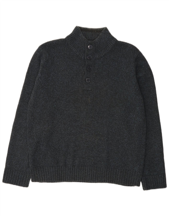 Maglione da uomo Marks & Spencer con bottoni e collo grande blu navy screziato