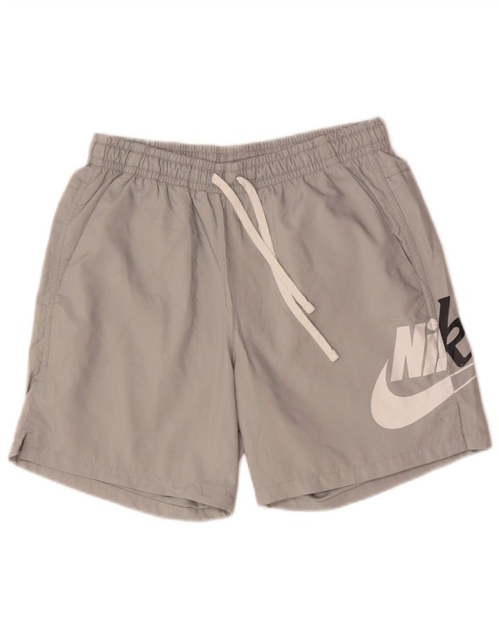 Pantaloncini da bagno grafici Nike da uomo piccoli in poliestere grigio