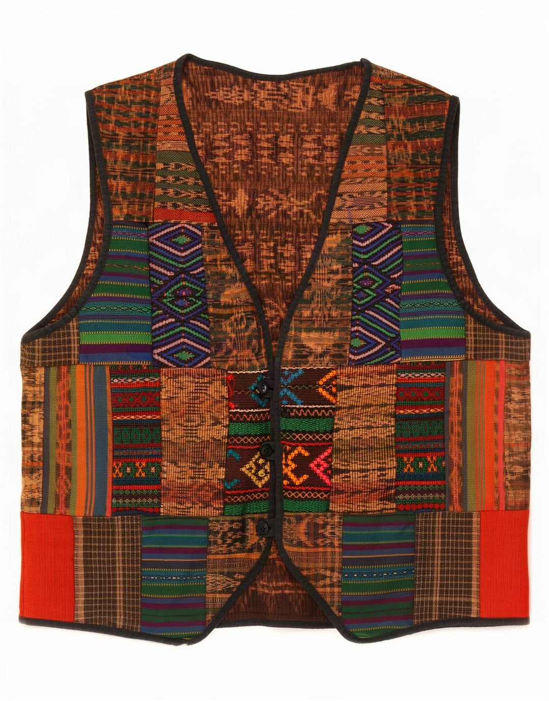 Gilet vintage da uomo patchwork medio multicolore