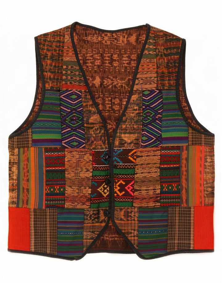 Gilet vintage da uomo patchwork medio multicolore