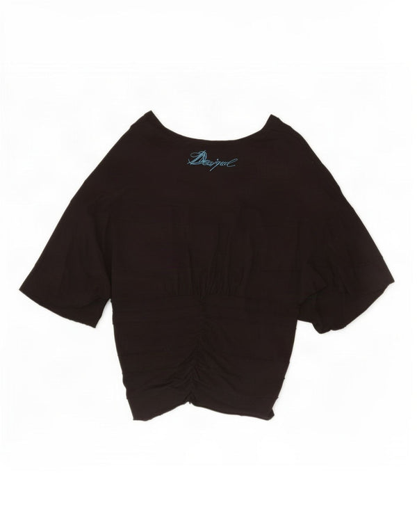 Desigual Donna Camicetta a Pipistrello Top UK 14 Large Nero Viscosa