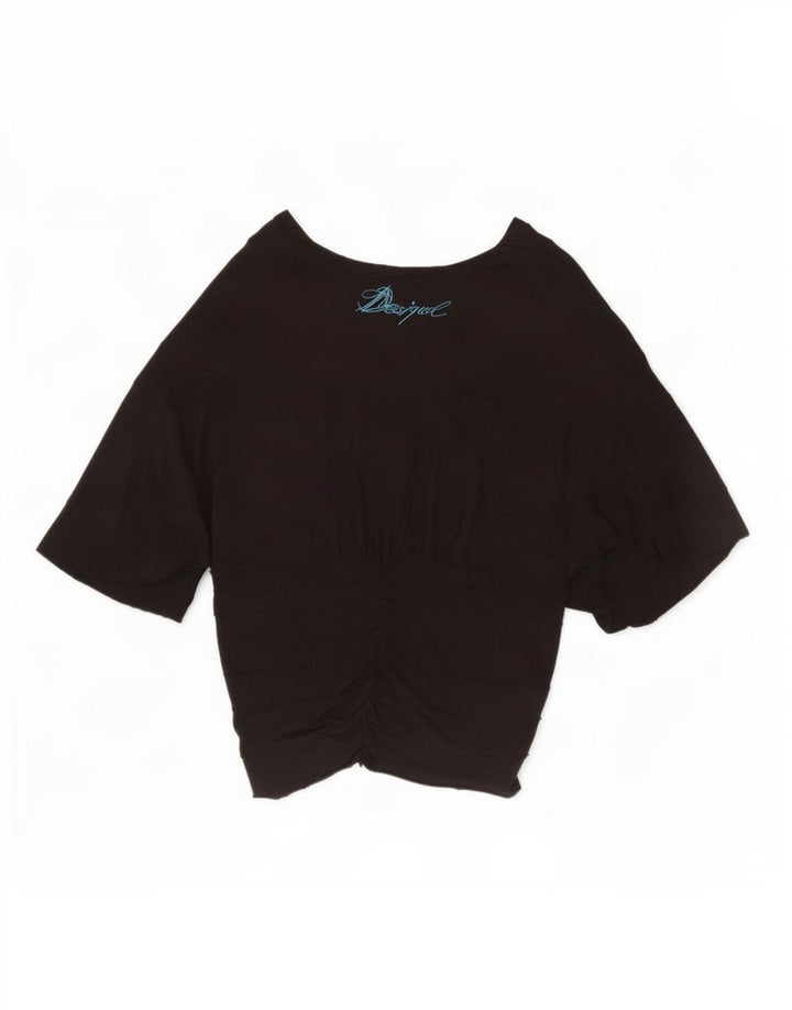 Desigual Donna Camicetta a Pipistrello Top UK 14 Large Nero Viscosa