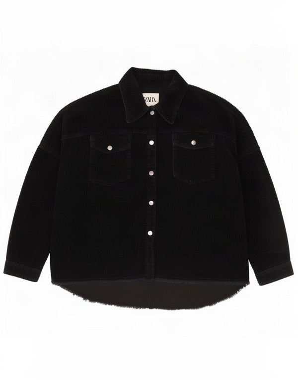Camicia da donna oversize in velluto a coste Zara UK 6 XS cotone nero